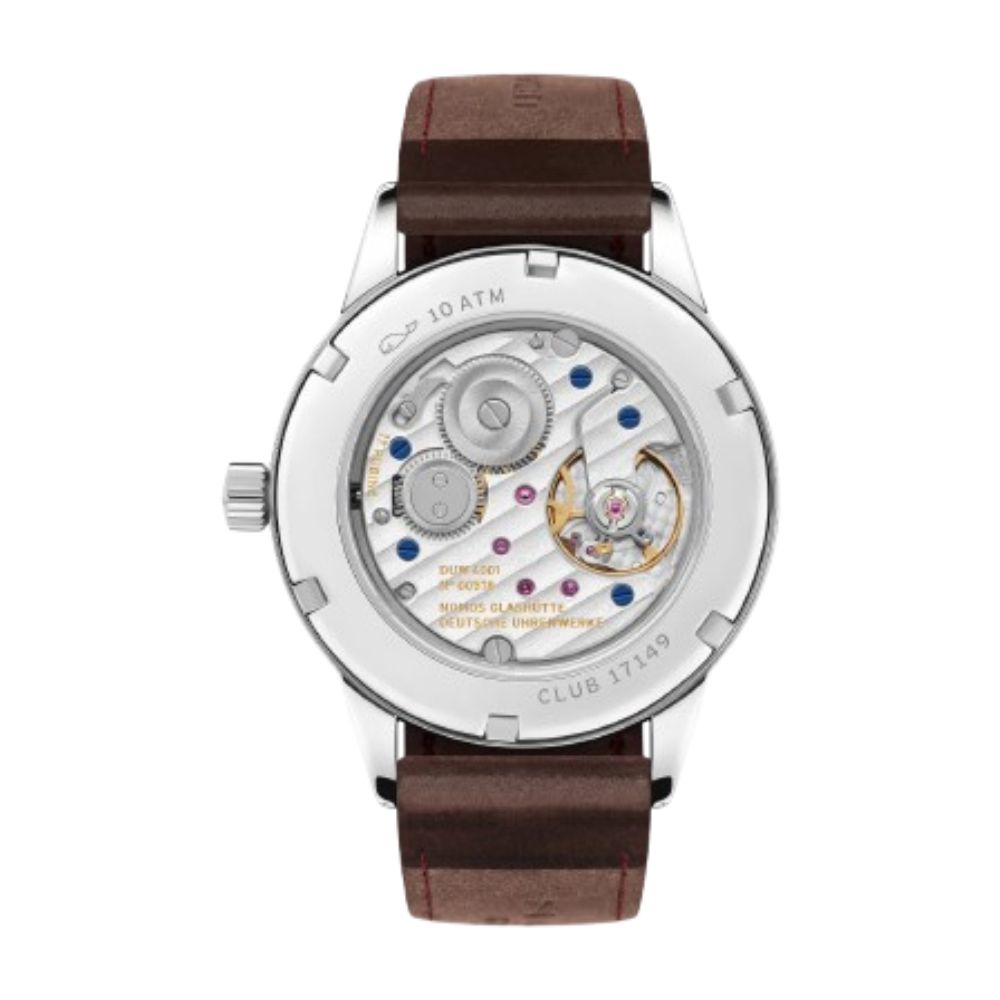Nomos Glashütte Club Glass Back 36 mm hvit skive