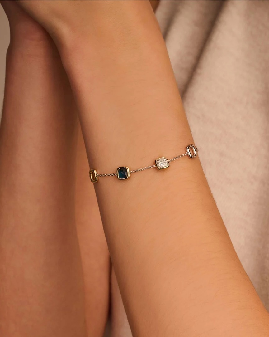 Ti Sento armbånd med blå krystaller og cubik zirkonia
