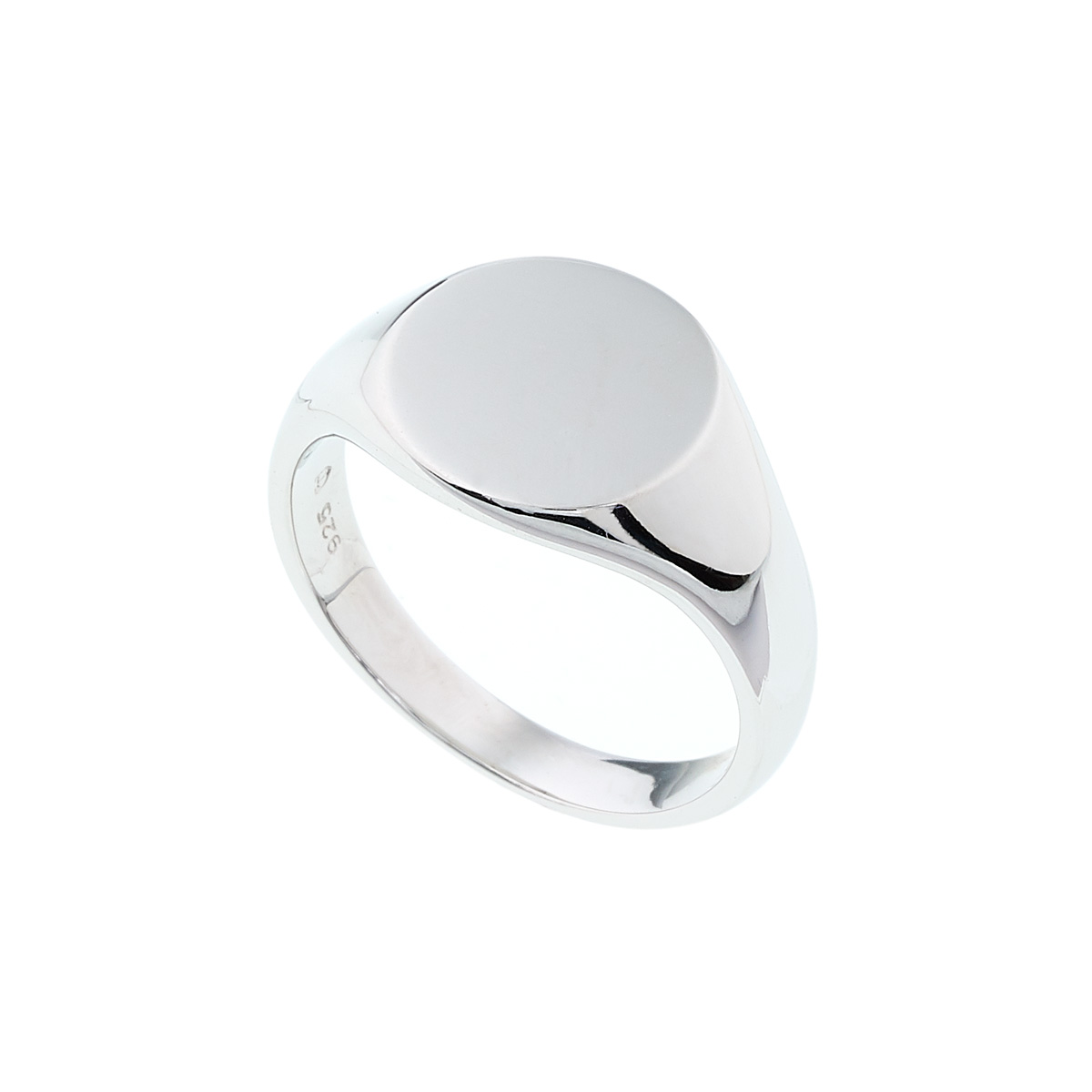 Signet ring i rhodinert sølv blank 
