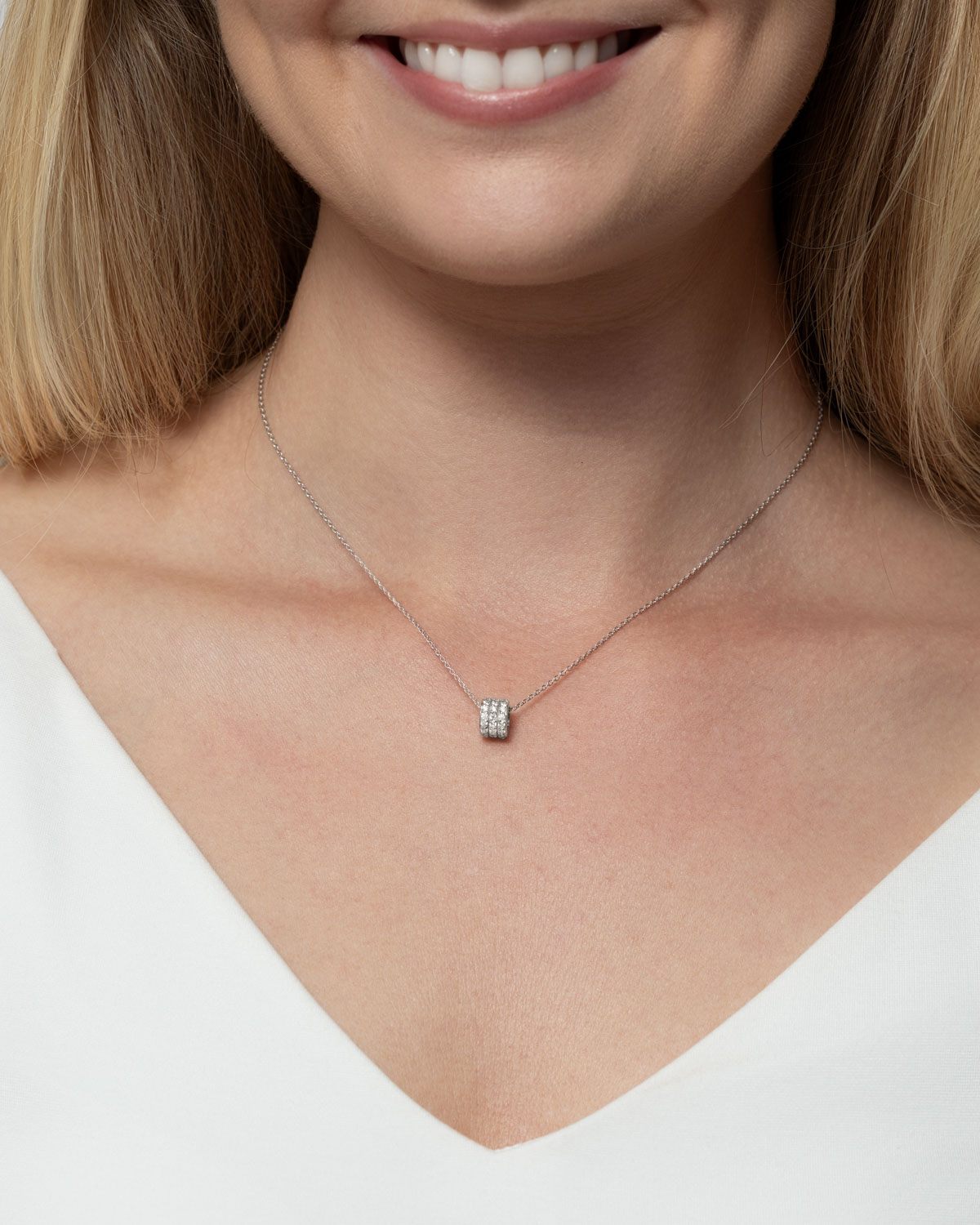 Rhodinert sølvkjede med cubic zirkonia