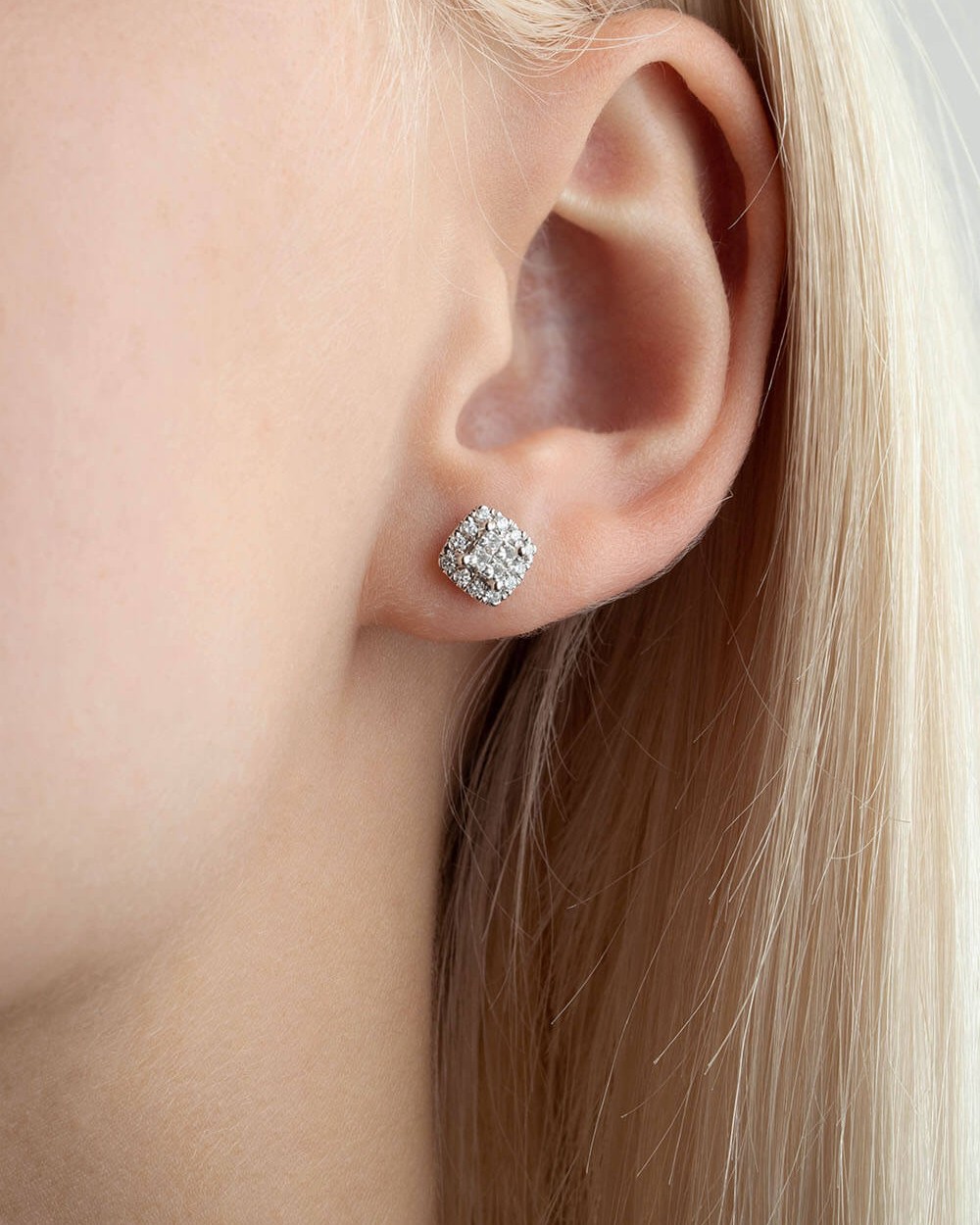 Princess cut diamantøredobber 0,50 ct