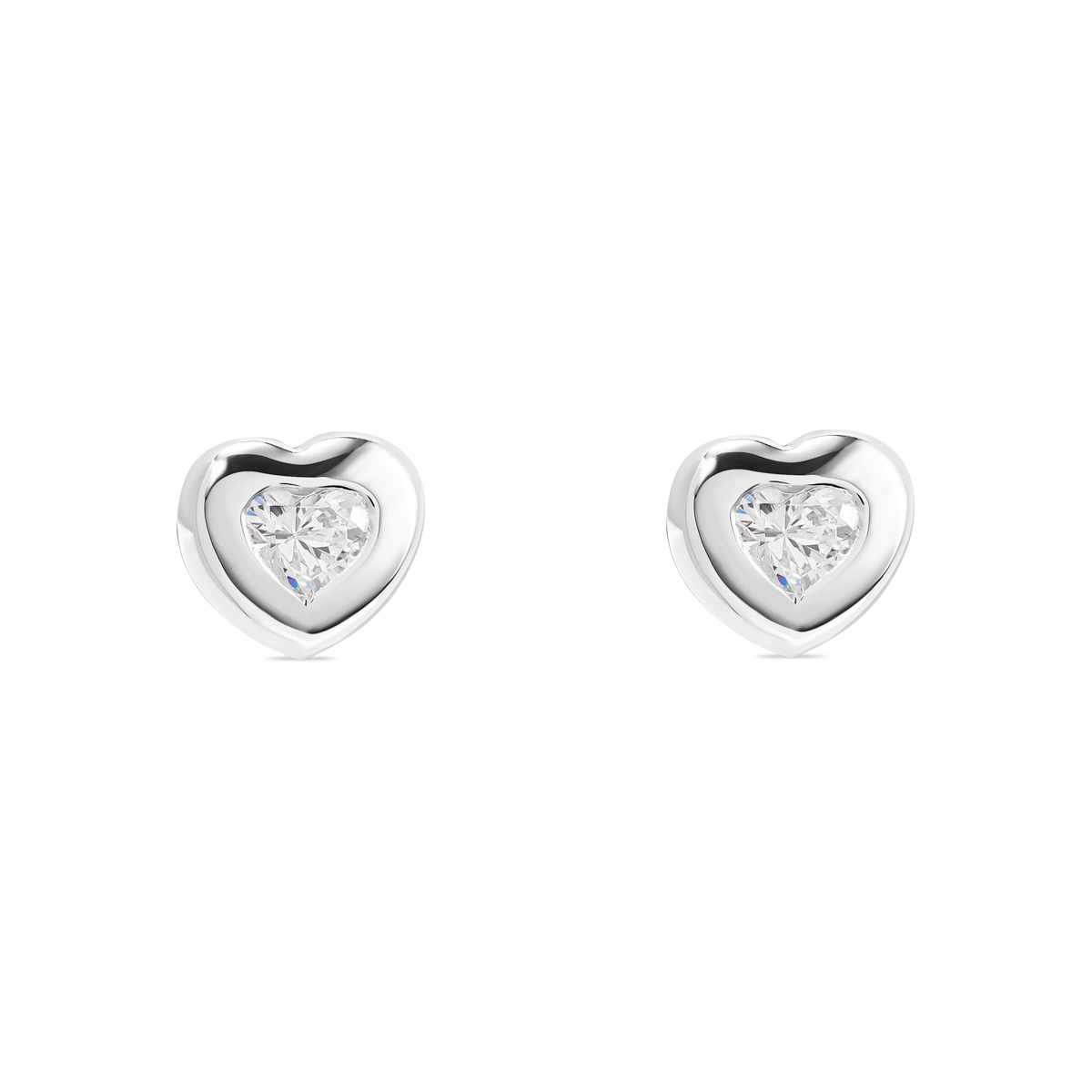 Hjerteøredobber i sølv med cubic zirkonia