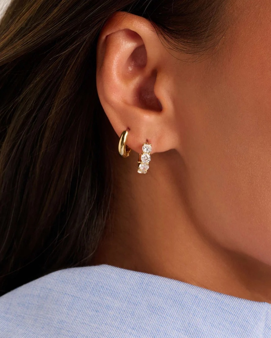 Ti Sento øreringer i forgylt sølv med platinafinish og cubic zirkonia