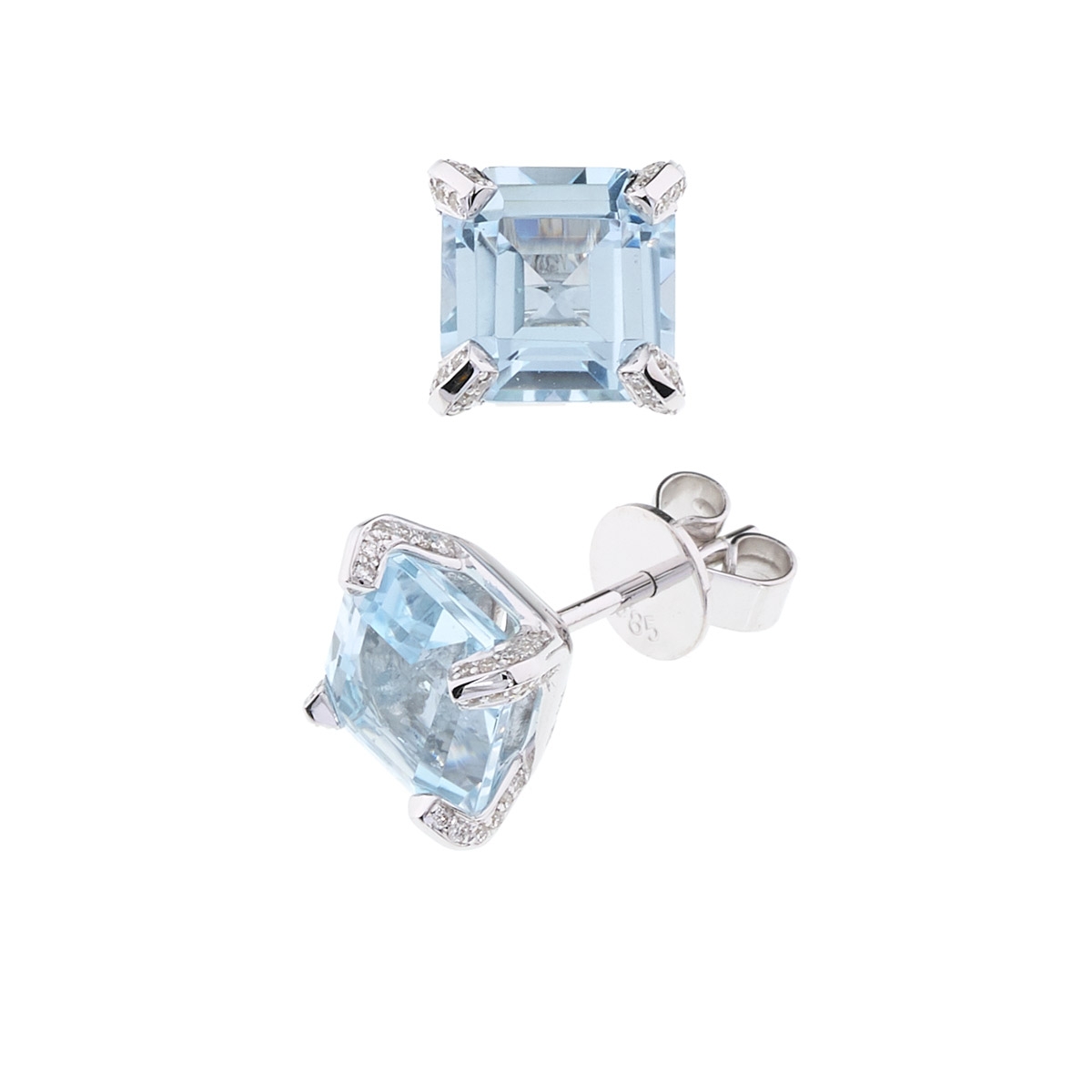 Diamantørepynt med blå topas