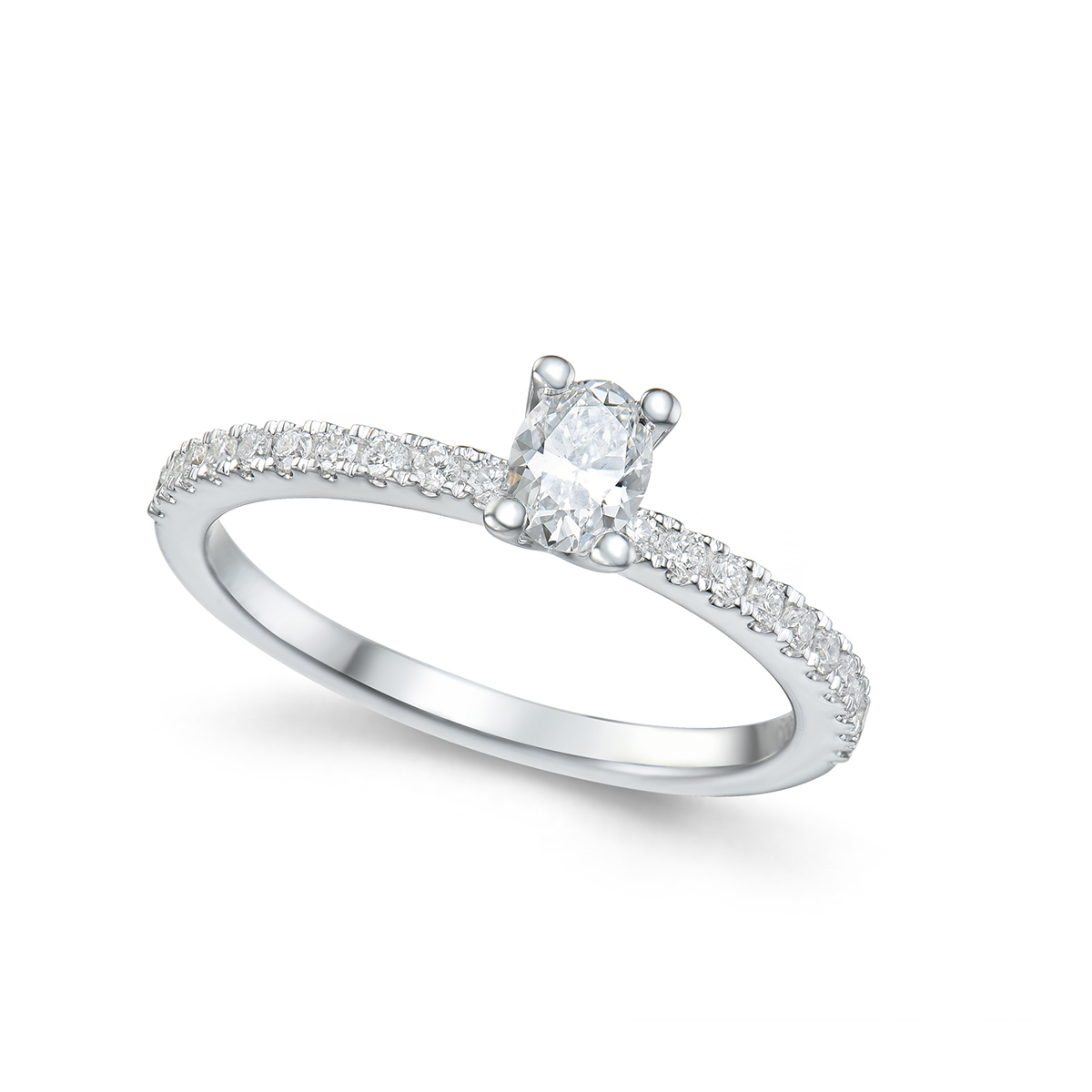 Bridal Eternity diamantring i hvitt gull oval 0,50 ct