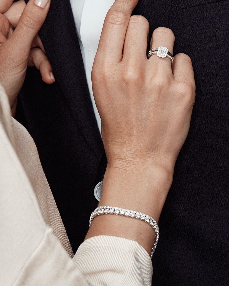 Diamantring 0,50 ct med baguettslip, brillianter og princess cut