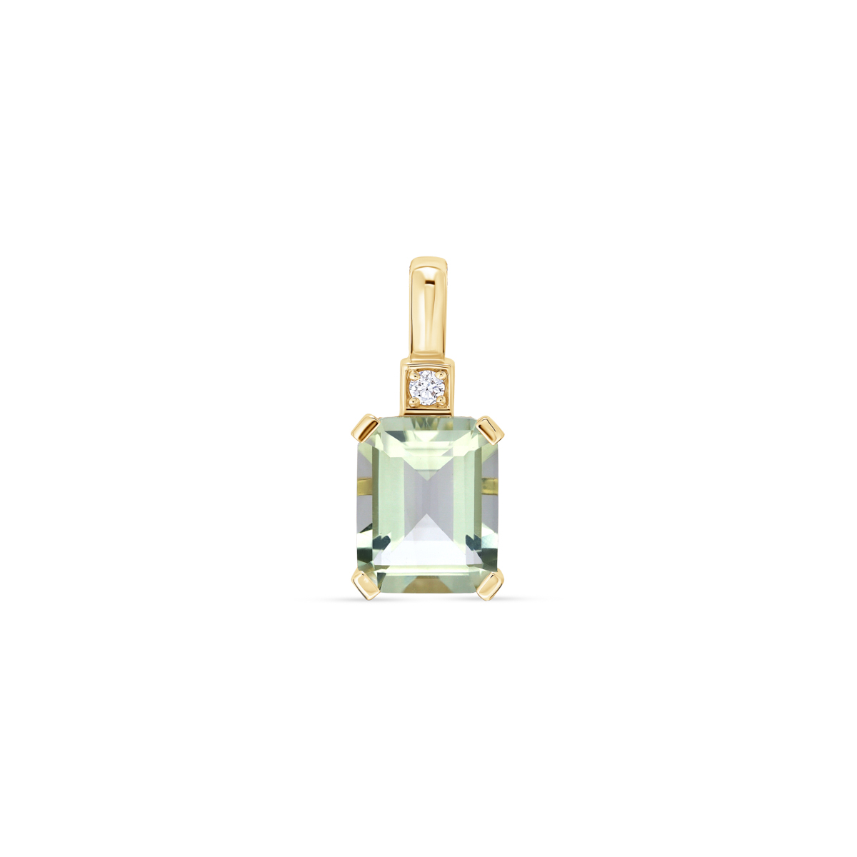 39393 Anheng i gult gull med grønn ametyst og diamant | 39393