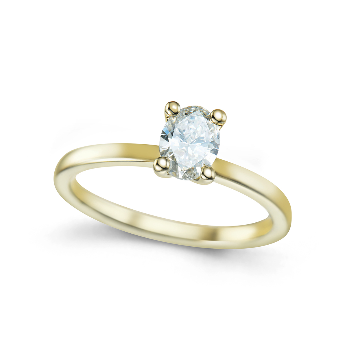 Bridal Eternity diamantring i gult gull oval cut 0,50 ct