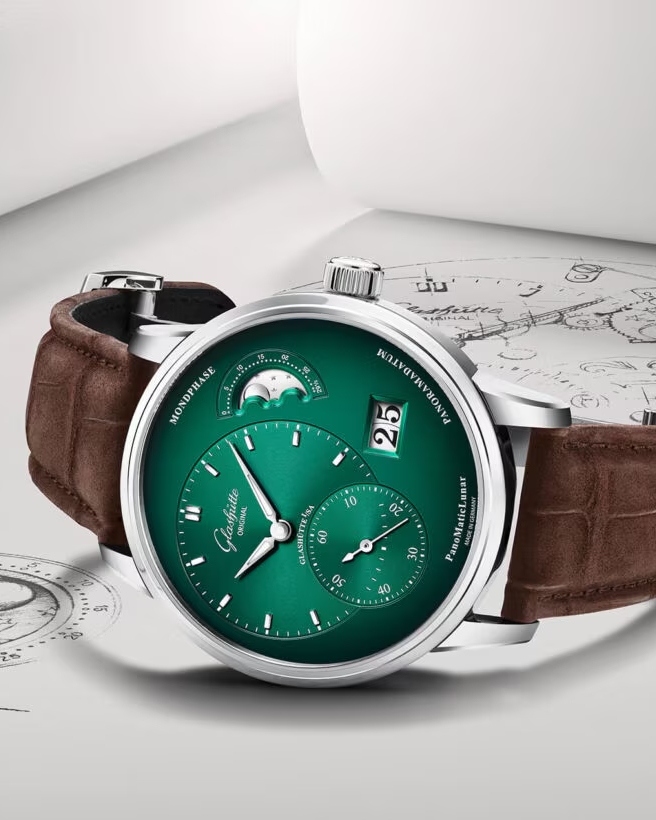 Glashütte PanoMaticLunar grønn 40 mm