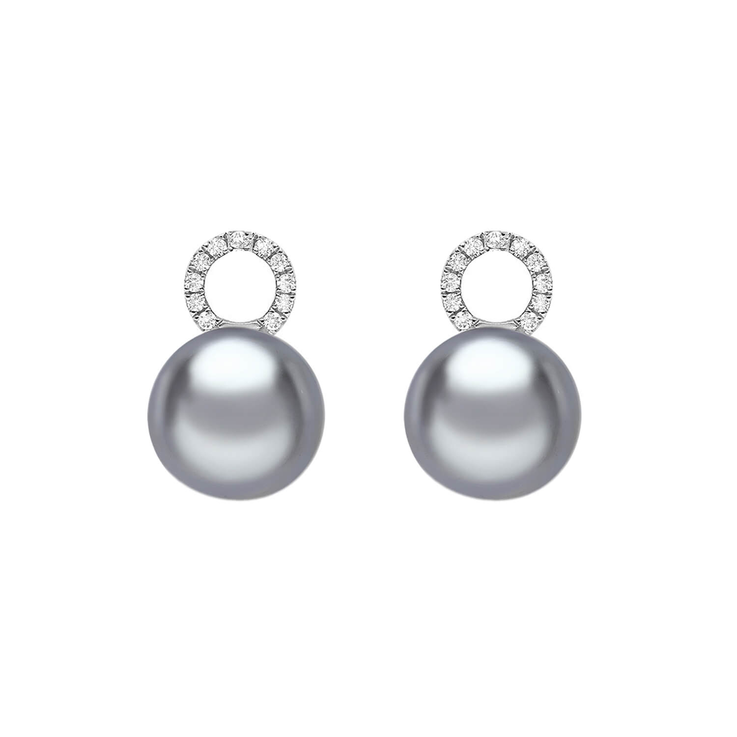 Charms i hvitt gull med perle og diamanter 0,16 ct