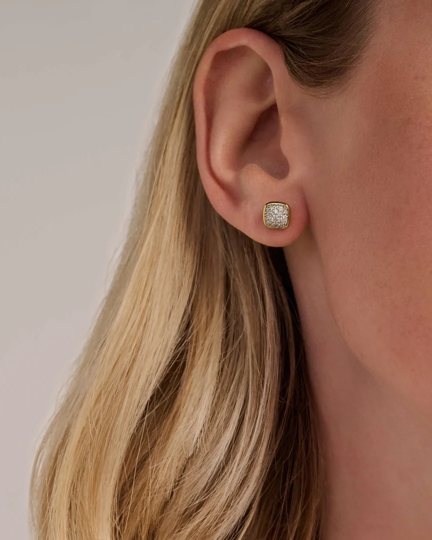 Ti Sento pavé studs i forgylt sølv