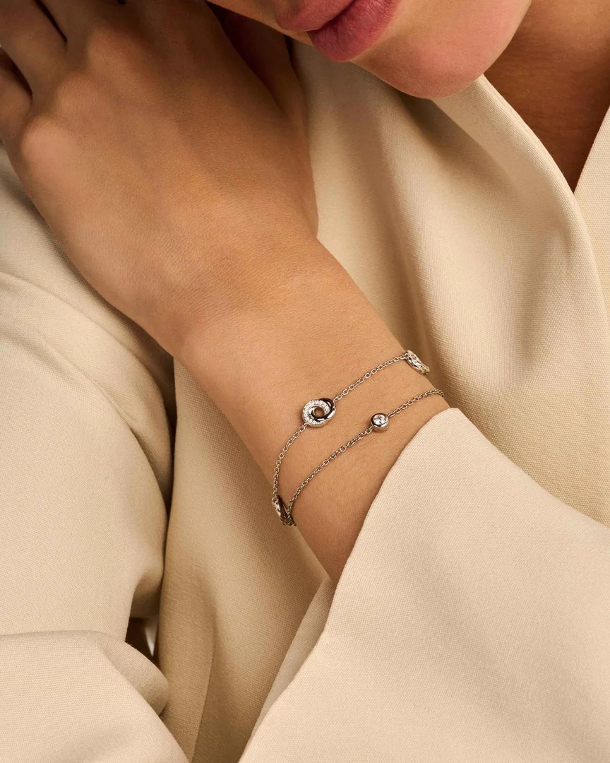 Ti Sento armbånd i sølv med zirkonia, justerbar lengde