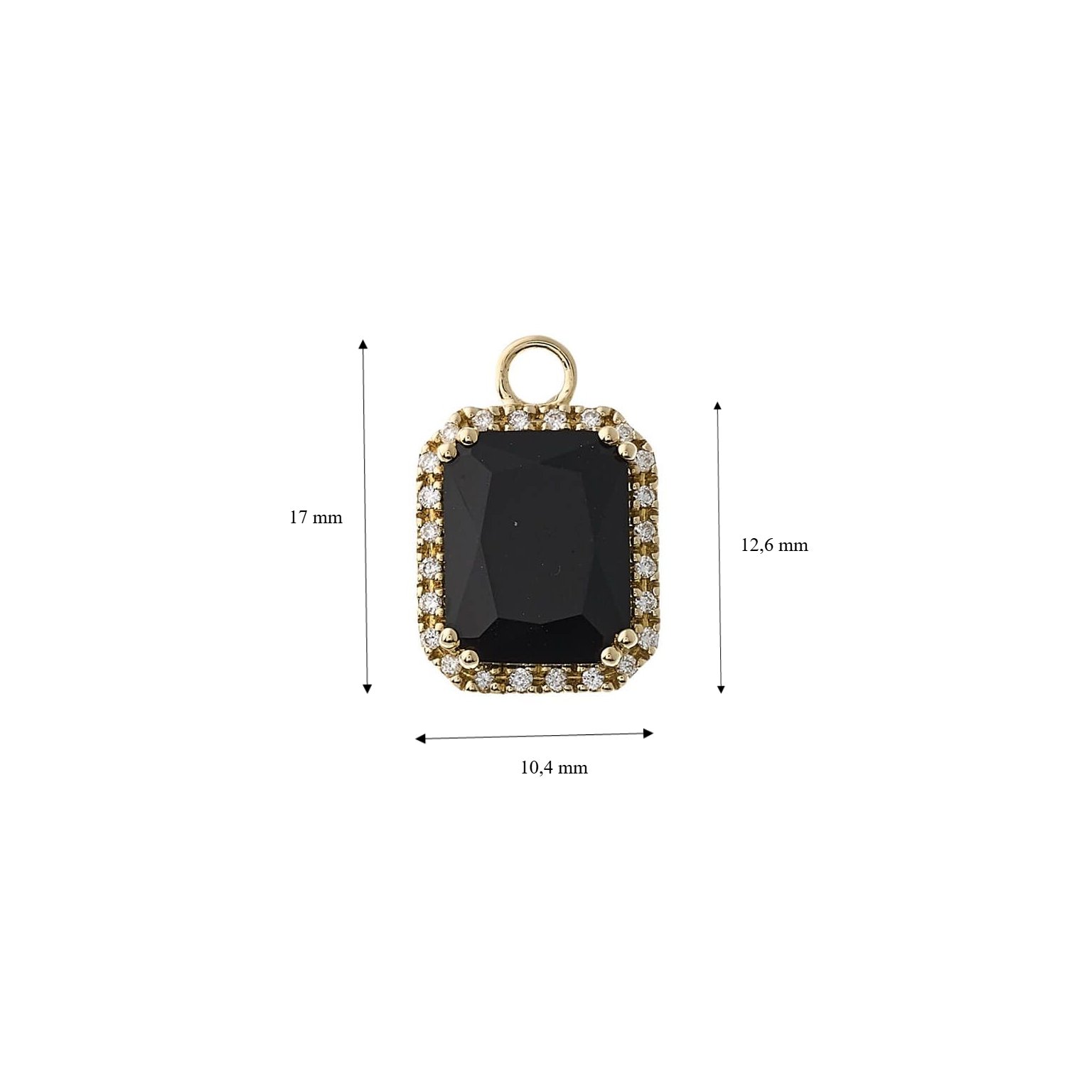 Diamantcharms med sort agat | 5508535