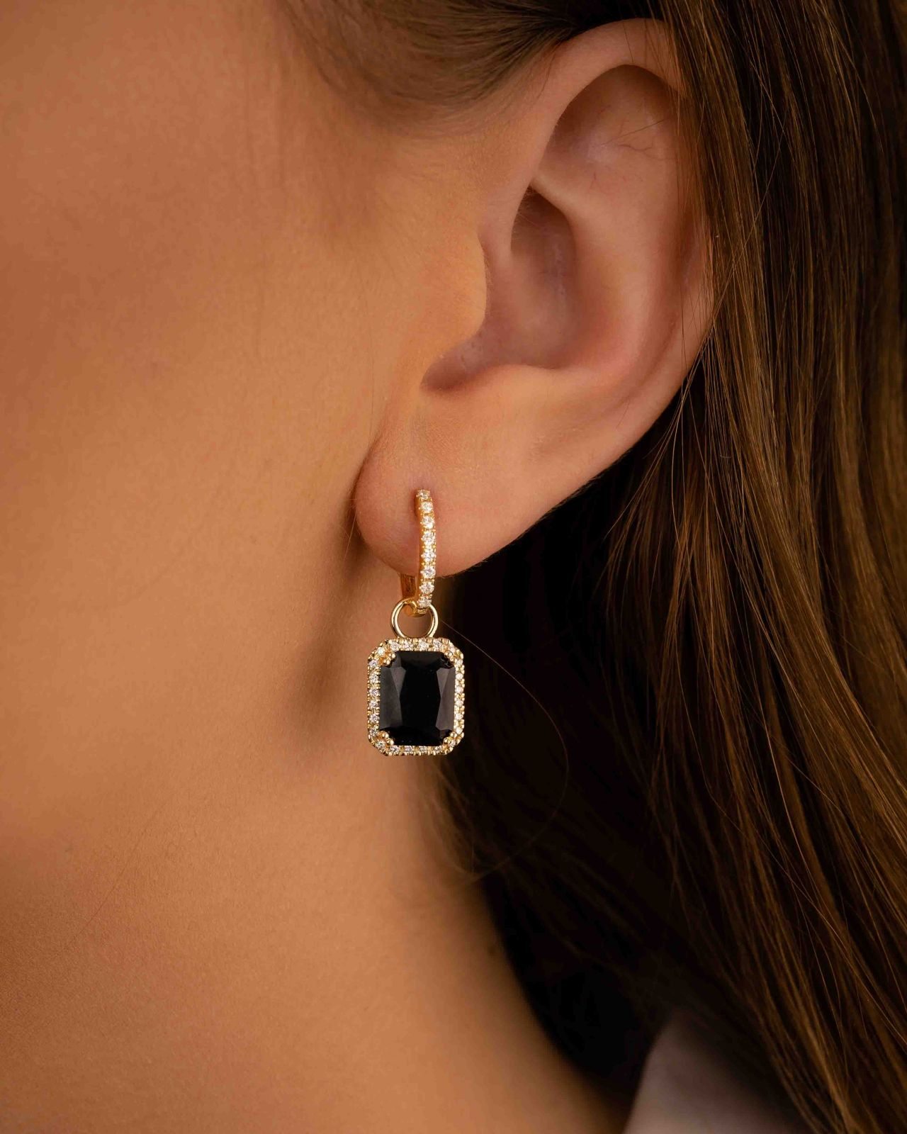 Diamantcharms med sort agat | 5508535