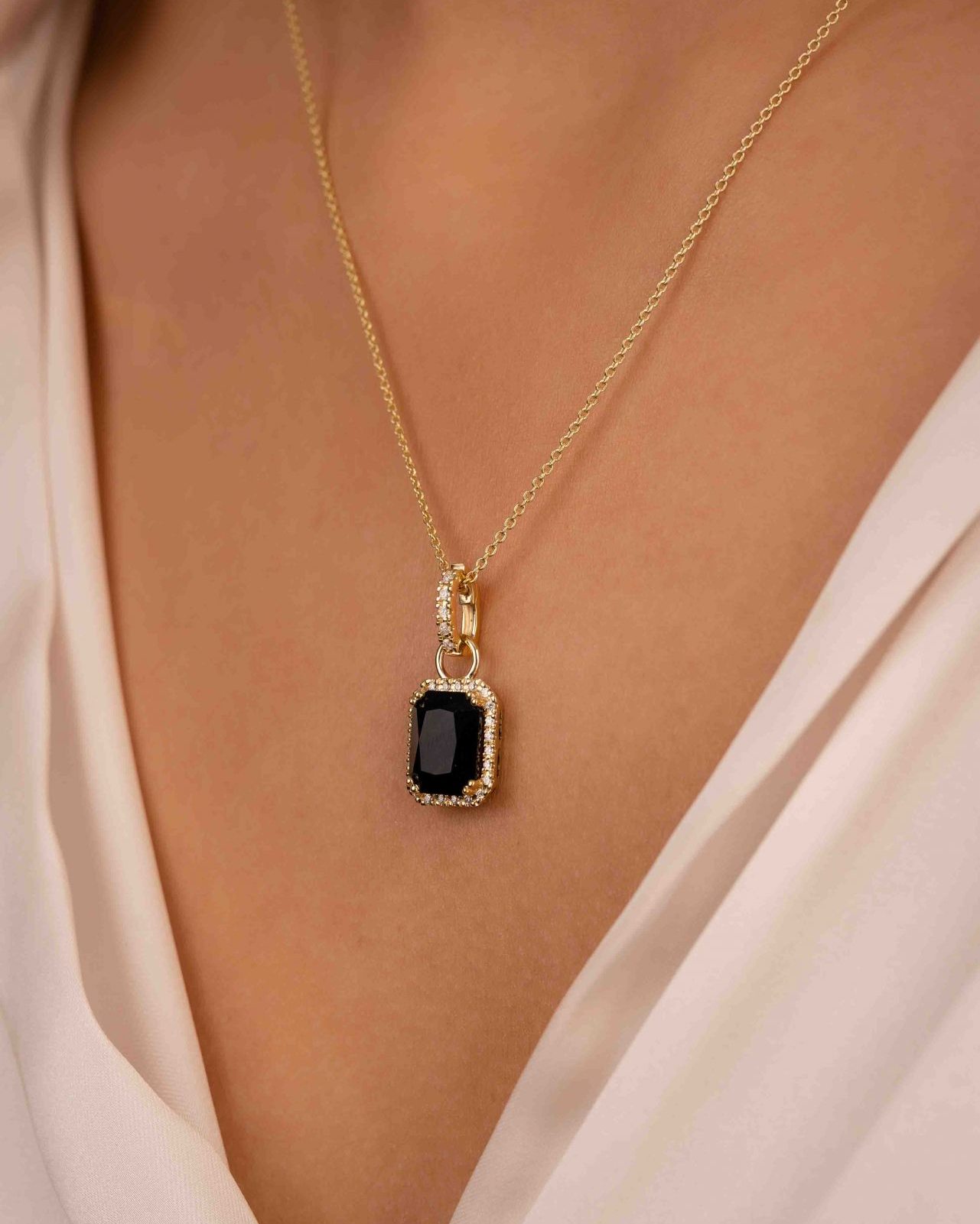Diamantcharms med sort agat | 5508535